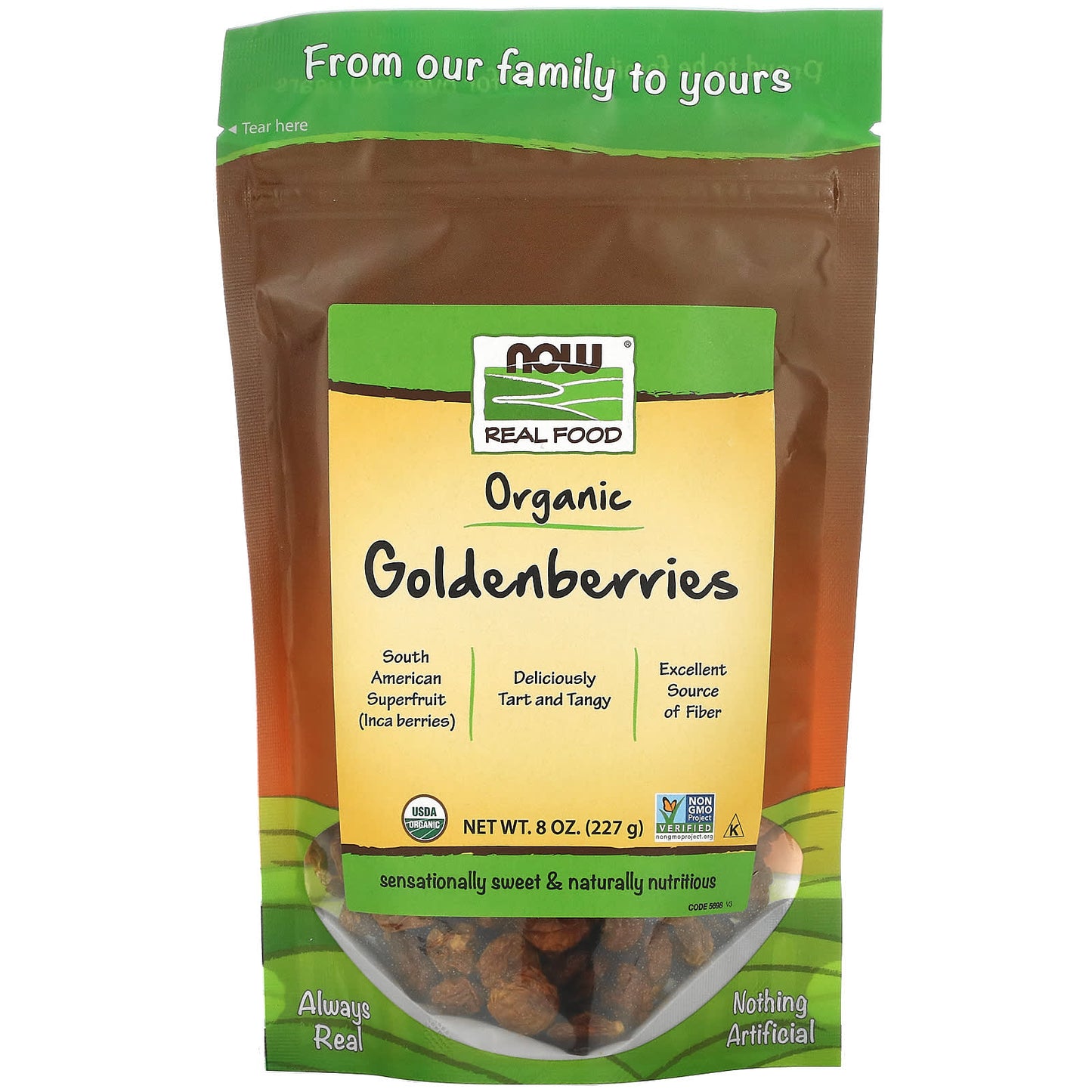 Now Foods, Organic Goldenberries, 8 OZ OZ UPC 733739056986 | HiLife Vitamins
