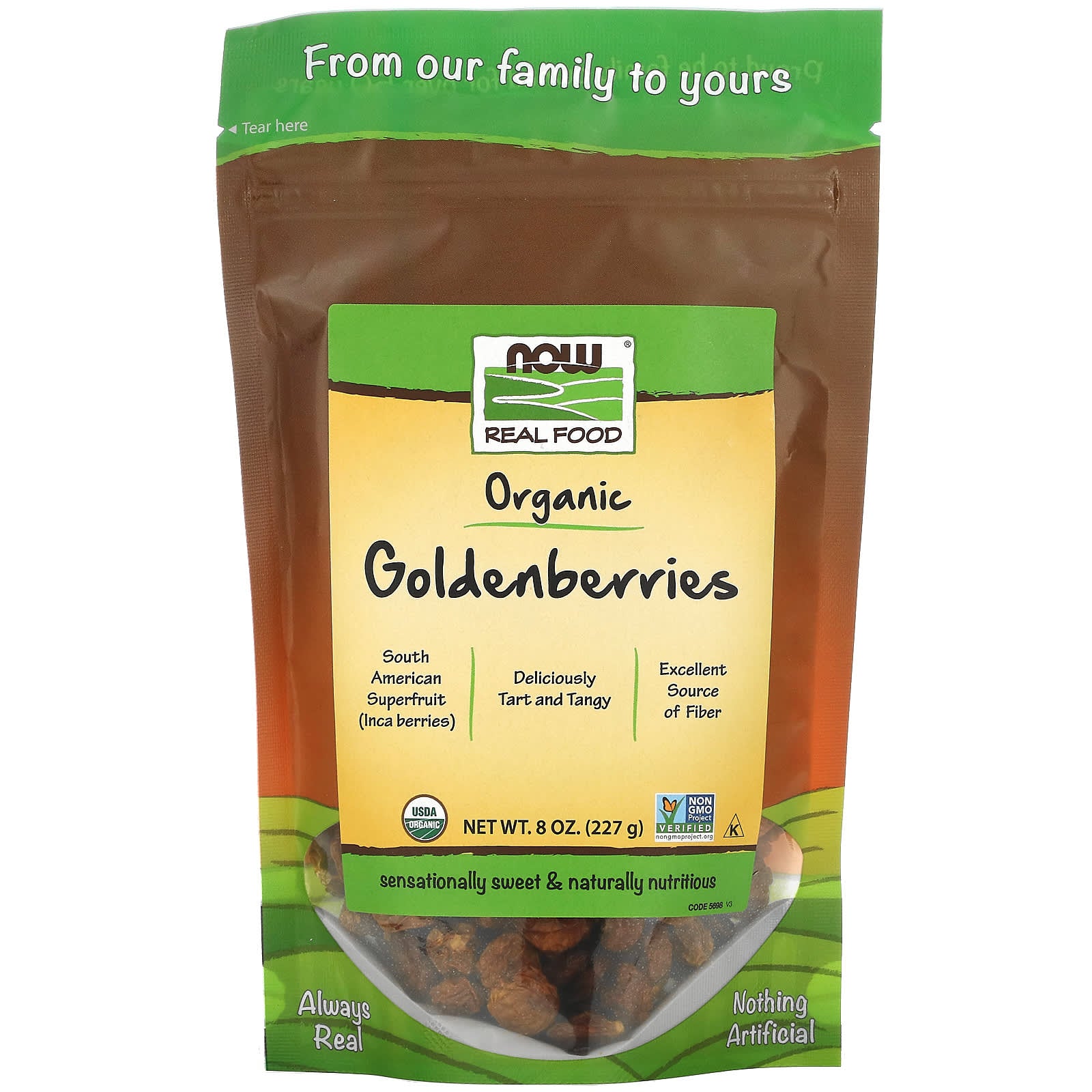 Now Foods, Organic Goldenberries, 8 OZ OZ UPC 733739056986 | HiLife Vitamins