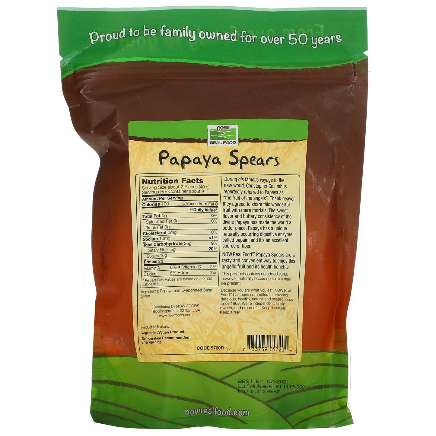 Now Foods, Papaya Spears Low Sugar, 12 OZ OZ UPC 733739057204 | HiLife Vitamins