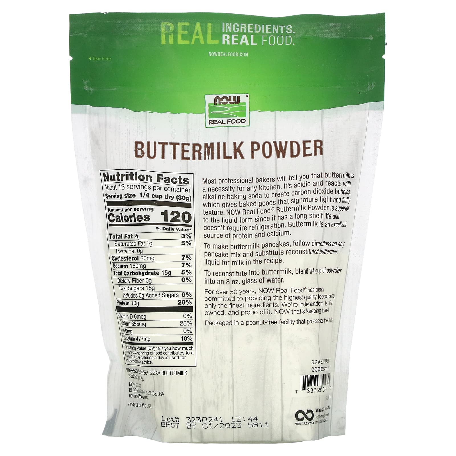 Now Foods, Buttermilk, 14 OZ Powder UPC 733739058119 | HiLife Vitamins