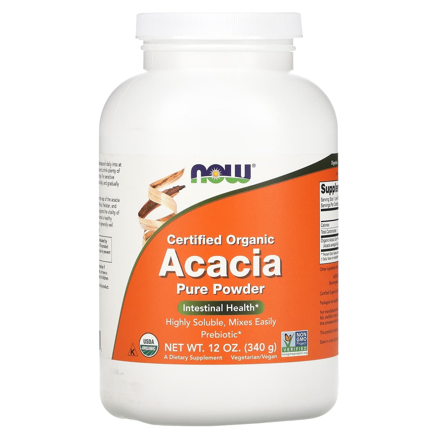 Now Foods, Organic Acacia Fiber, 12 OZ Powder UPC 733739059055 | HiLife Vitamins