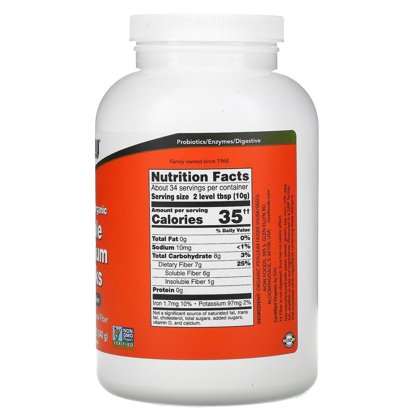 Now Foods, Whole Psyllium Husks, 12 OZ OZ UPC 733739059680 | HiLife Vitamins