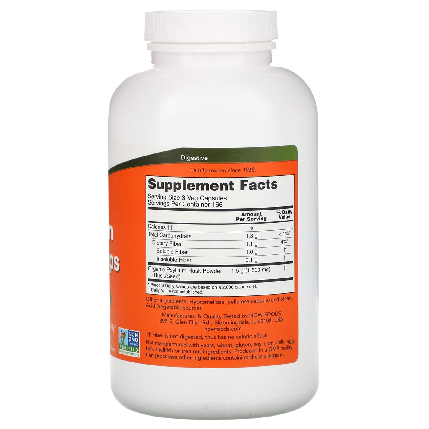 Now Foods, Psyllium Husk Caps, 500 mg, 500 Veg Capsules UPC 733739059727 | HiLife Vitamins