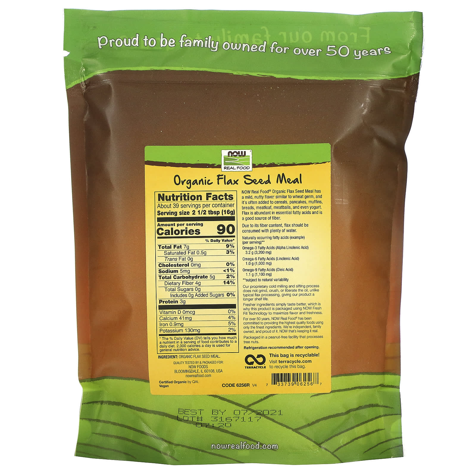 Now Foods, Organic Flax Meal, 22 Oz UPC 733739062567 | HiLife Vitamins