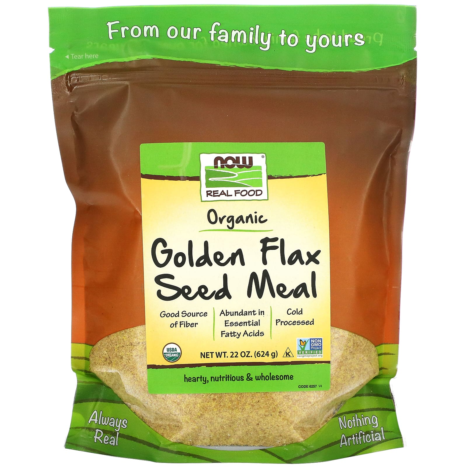 Now Foods, Organic Golden Flax Meal (Fiber Can, 22 OZ OZ UPC 733739062574 | HiLife Vitamins