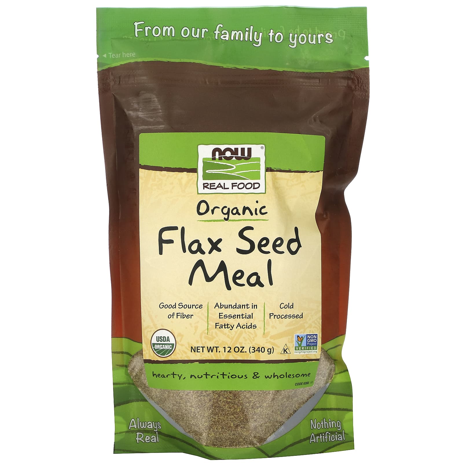 Now Foods, Golden Flax Meal Organic, 12 OZ OZ - 733739062666 | Hilife Vitamins