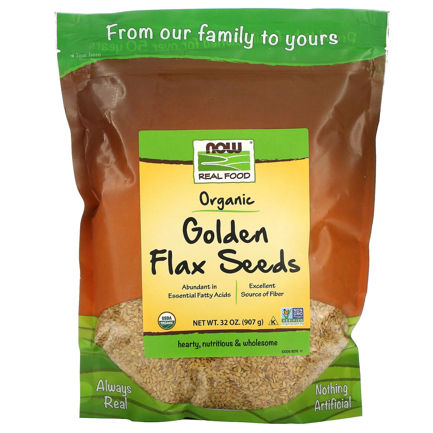 Now Foods, GOLDEN FLAX SEEDS ORGANIC, 2 LB UPC 733739062765 | HiLife Vitamins