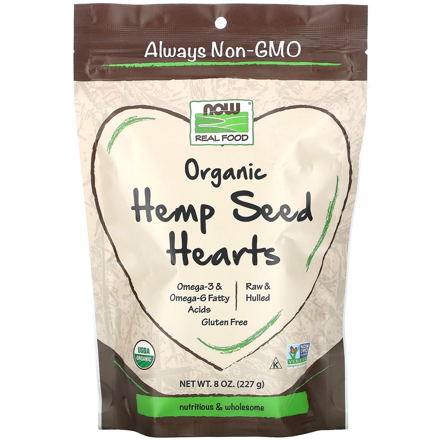 Now Foods, Organic Hemp Seed Hearts, 8 OZ OZ UPC 733739062819 | HiLife Vitamins