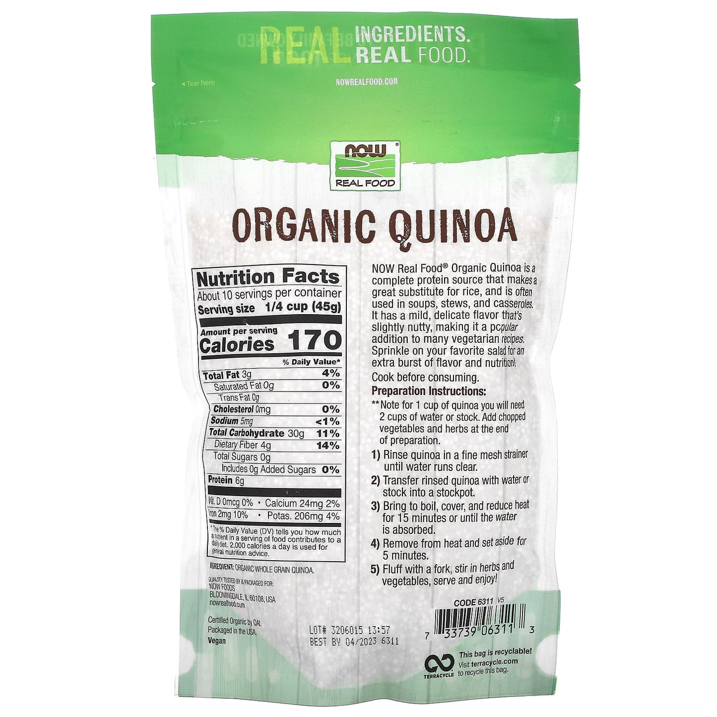 Now Foods, Quinoa Grain Organic, 1 LB UPC 733739063113 | HiLife Vitamins