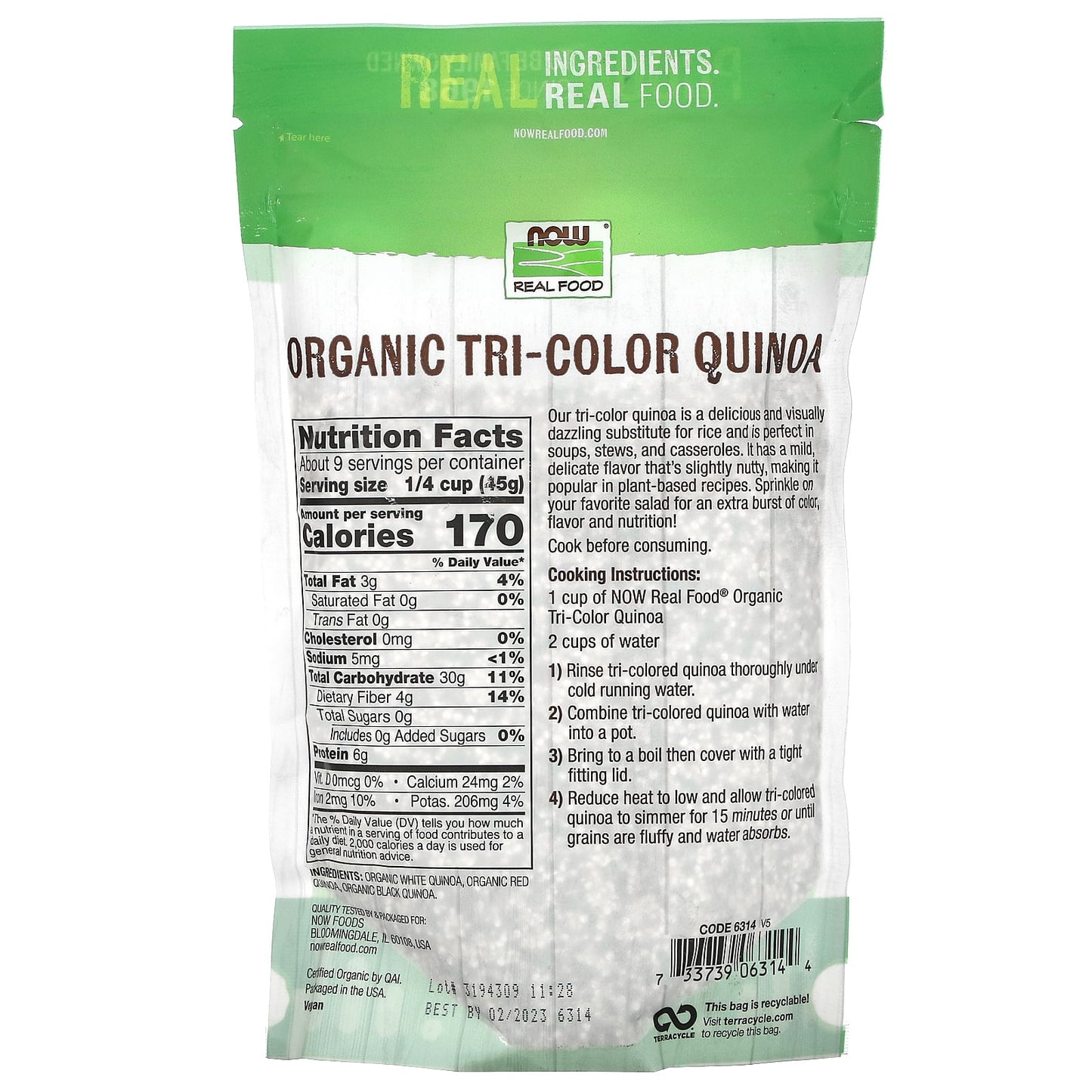 Now Foods, Tri-Color Quinoa Organic, 14 OZ OZ UPC 733739063144 | HiLife Vitamins