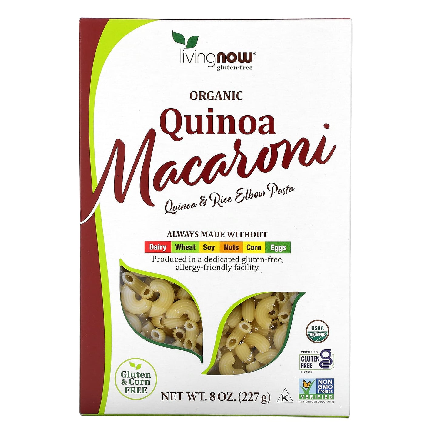 Now Foods, Quinoa Macaroni Pasta Gluten Free Organic, GF OZ UPC 733739063212 | HiLife Vitamins