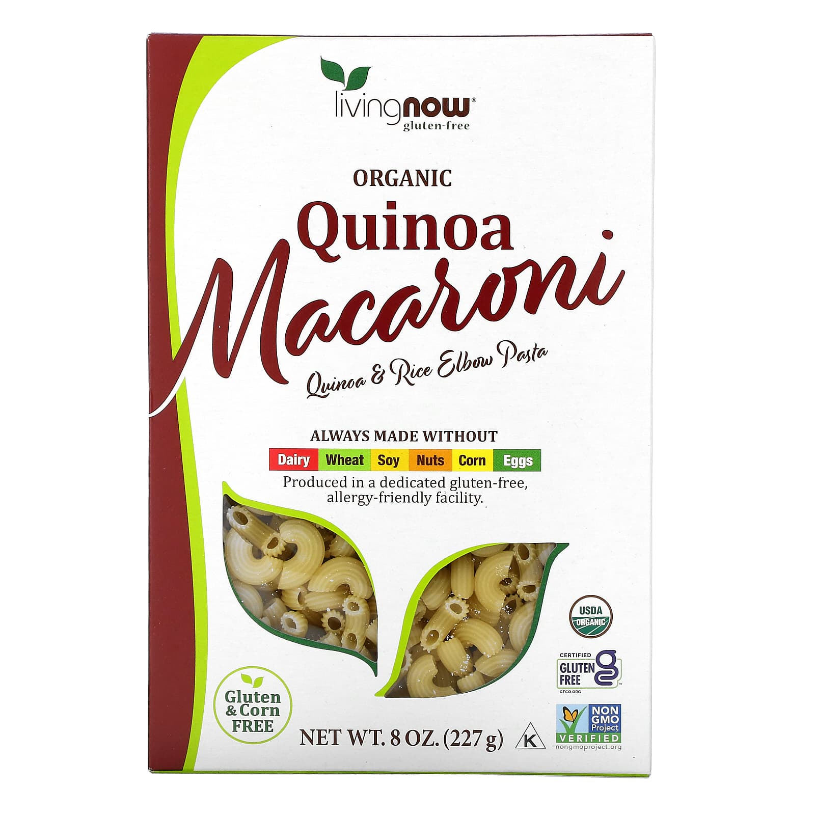 Now Foods, Quinoa Macaroni Pasta Gluten Free Organic, GF OZ UPC 733739063212 | HiLife Vitamins