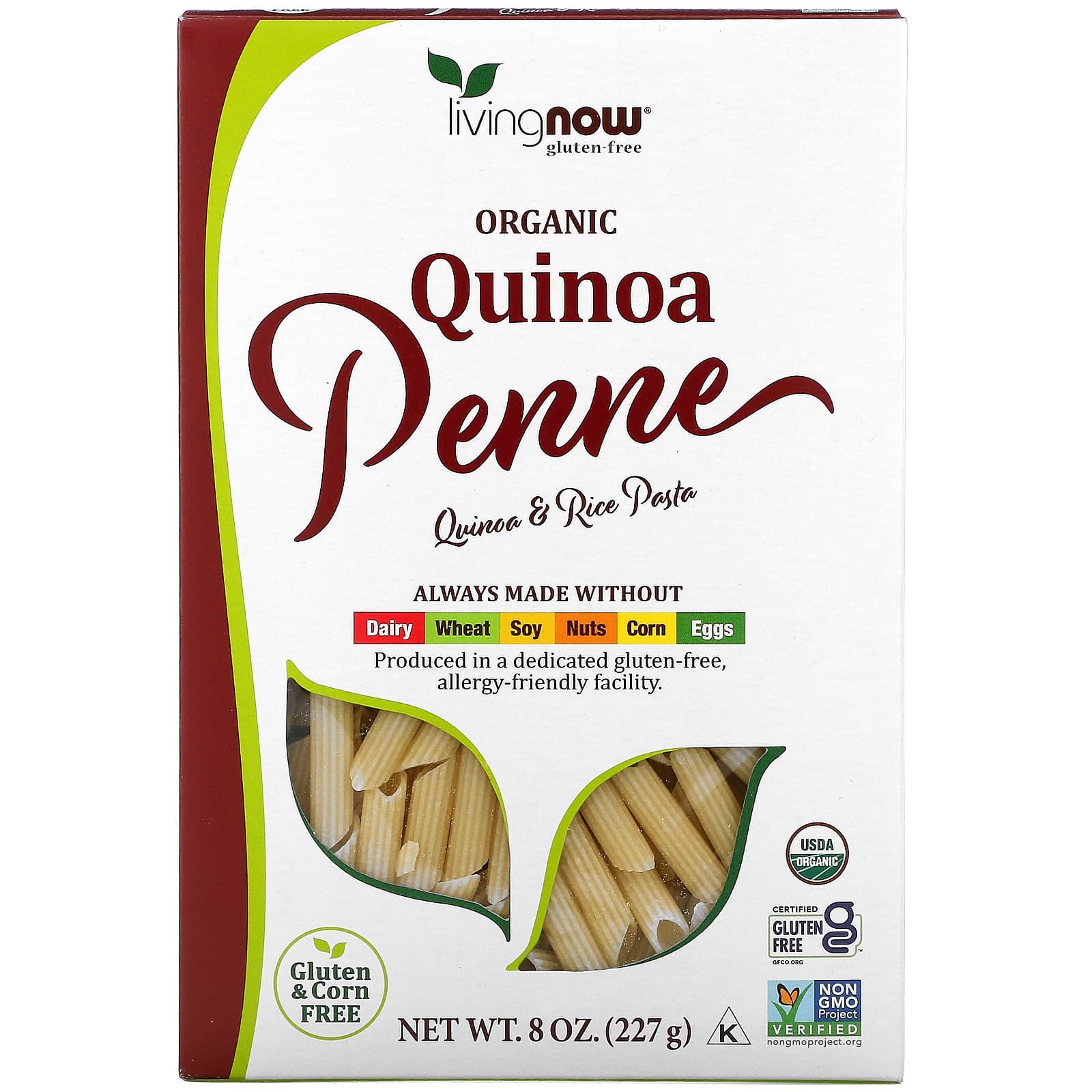 Now Foods, Quinoa Penne Pasta Gluten Free Org, 8 OZ OZ UPC 733739063229 | HiLife Vitamins