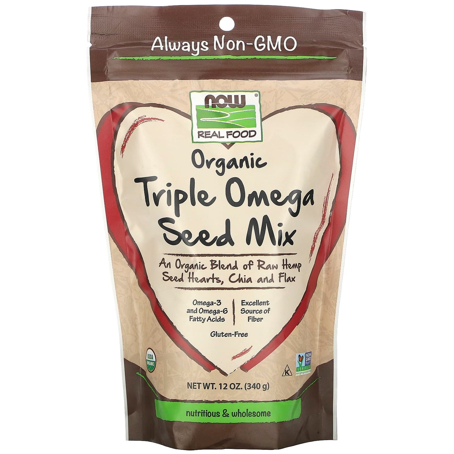 Now Foods, Organic Triple Omega Seed Mix, 12 OZ OZ UPC 733739063236 | HiLife Vitamins