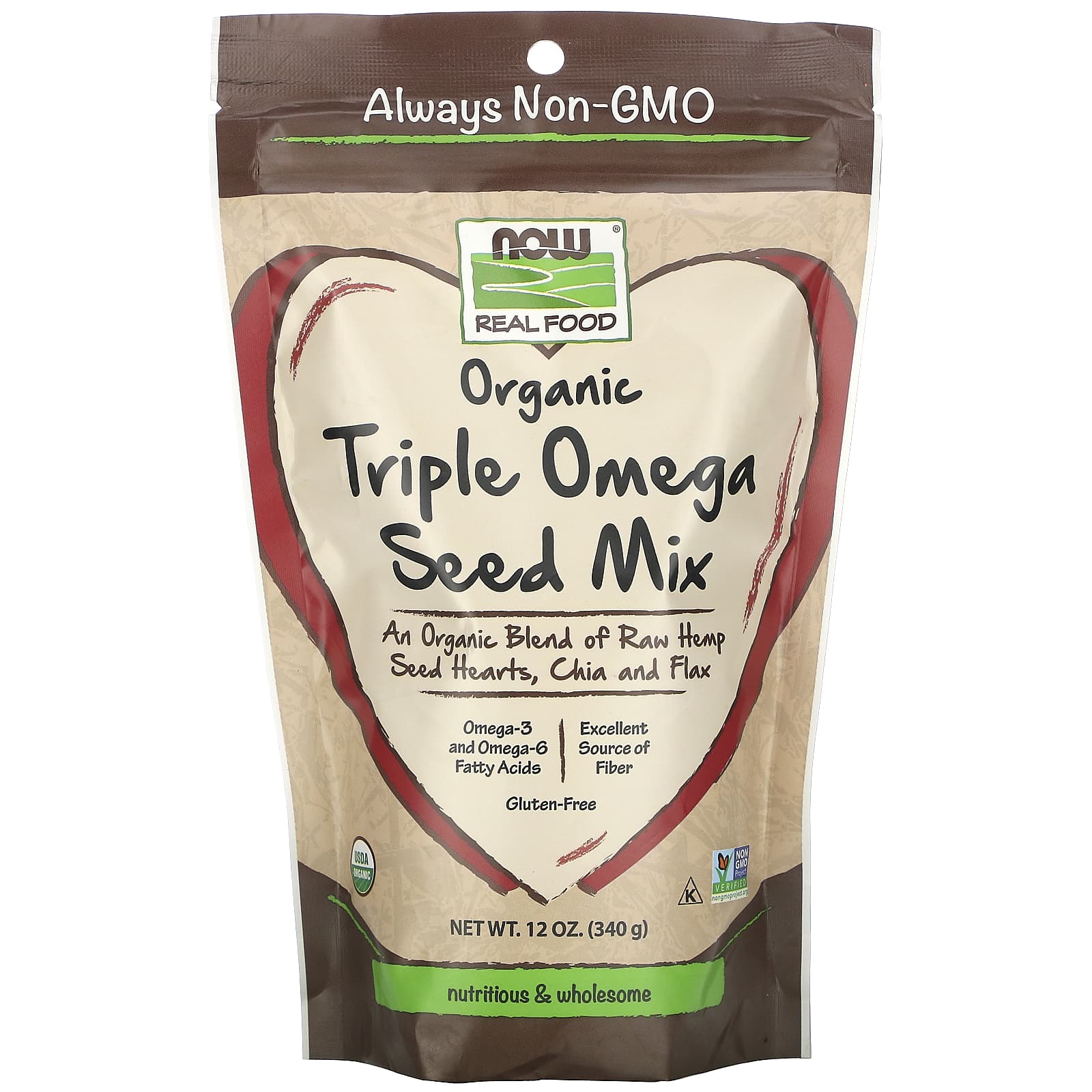 Now Foods, Organic Triple Omega Seed Mix, 12 OZ OZ UPC 733739063236 | HiLife Vitamins