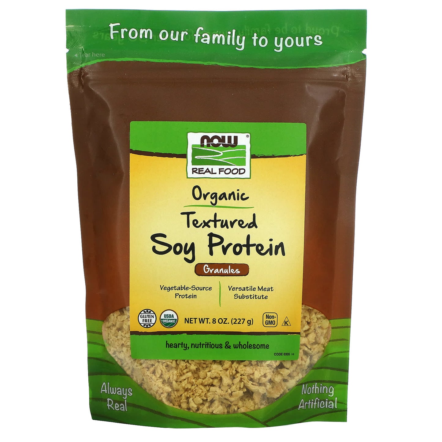 Now Foods, Org. Textured Soy Protein Granules, 8 OZ OZ UPC 733739063359 | HiLife Vitamins