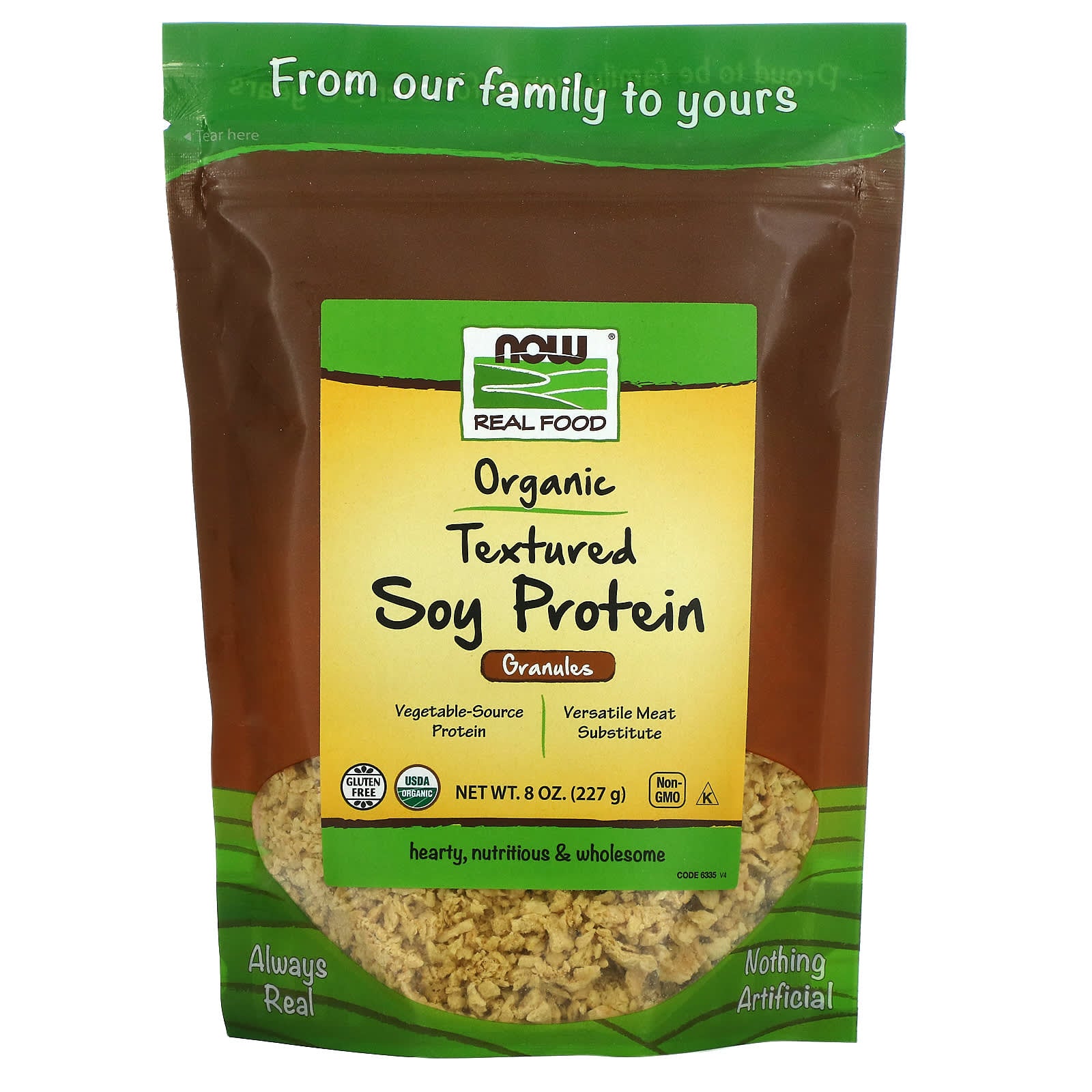 Now Foods, Org. Textured Soy Protein Granules, 8 OZ OZ UPC 733739063359 | HiLife Vitamins