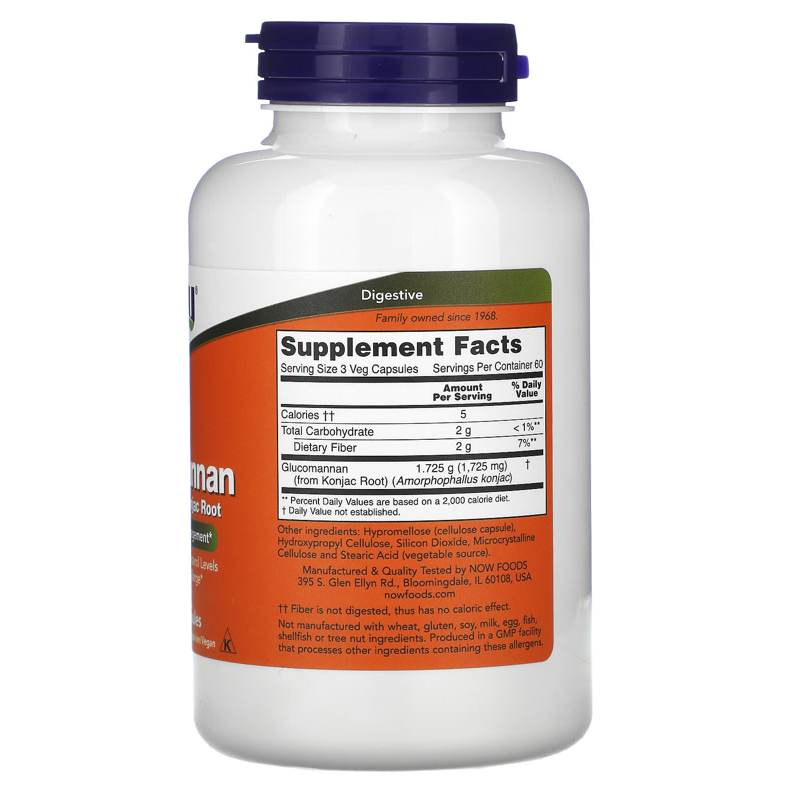Now Foods, GLUCOMMANAN 575MG 180, 180 Capsules UPC 733739065124 | HiLife Vitamins