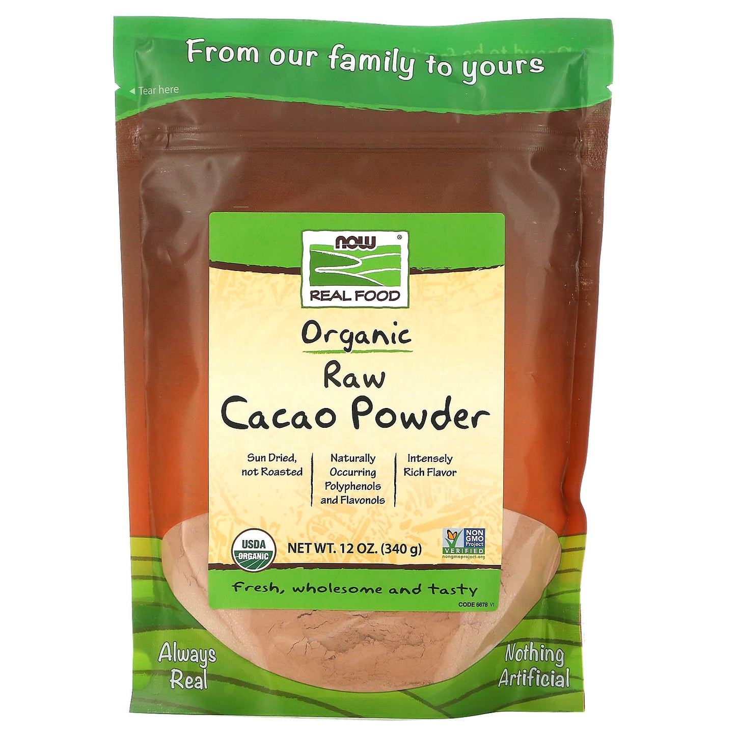 Now Foods, Cacao Organic, 12 OZ Powder UPC 733739066787 | HiLife Vitamins