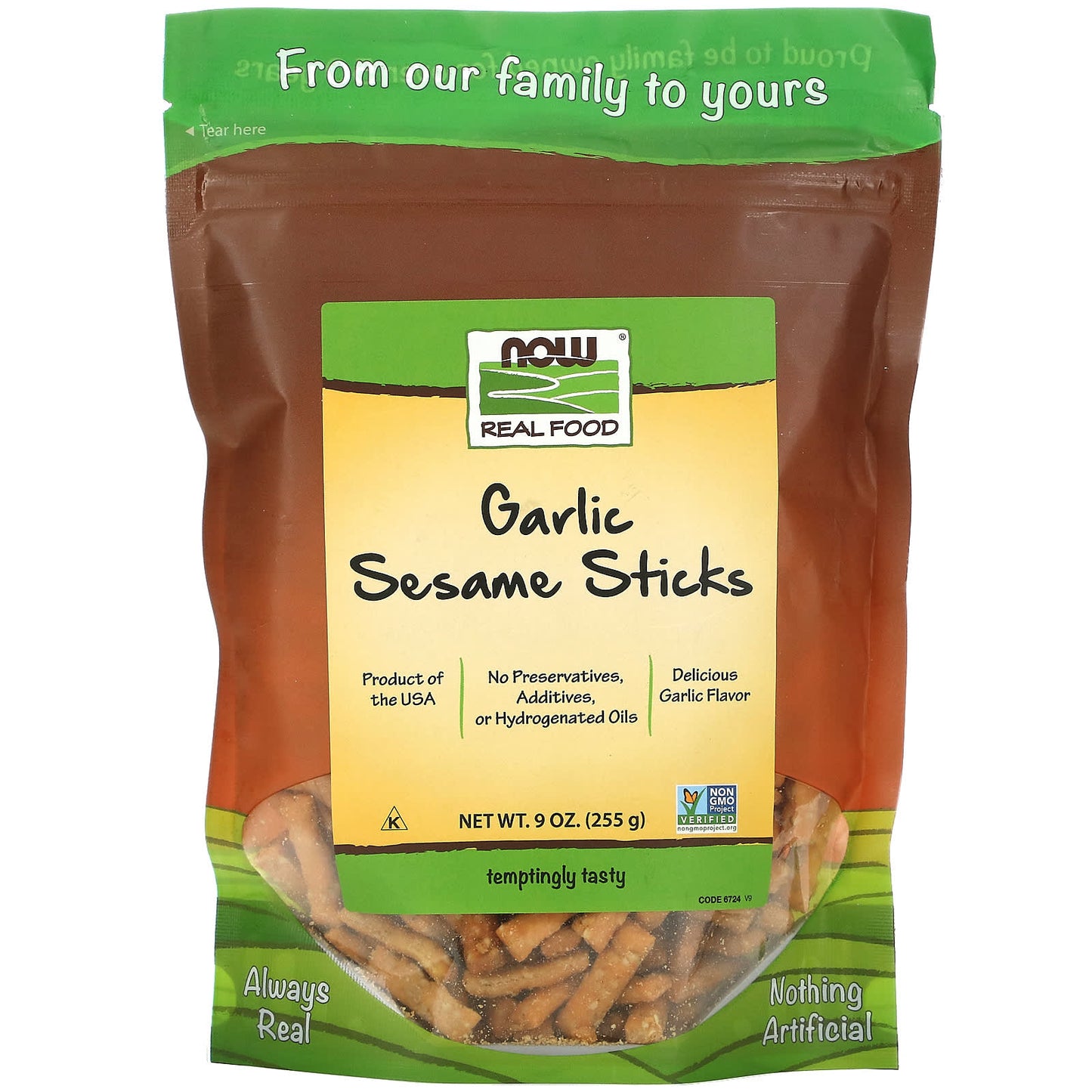Now Foods, Sesame Sticks Garlic, 9 OZ OZ UPC 733739067241 | HiLife Vitamins