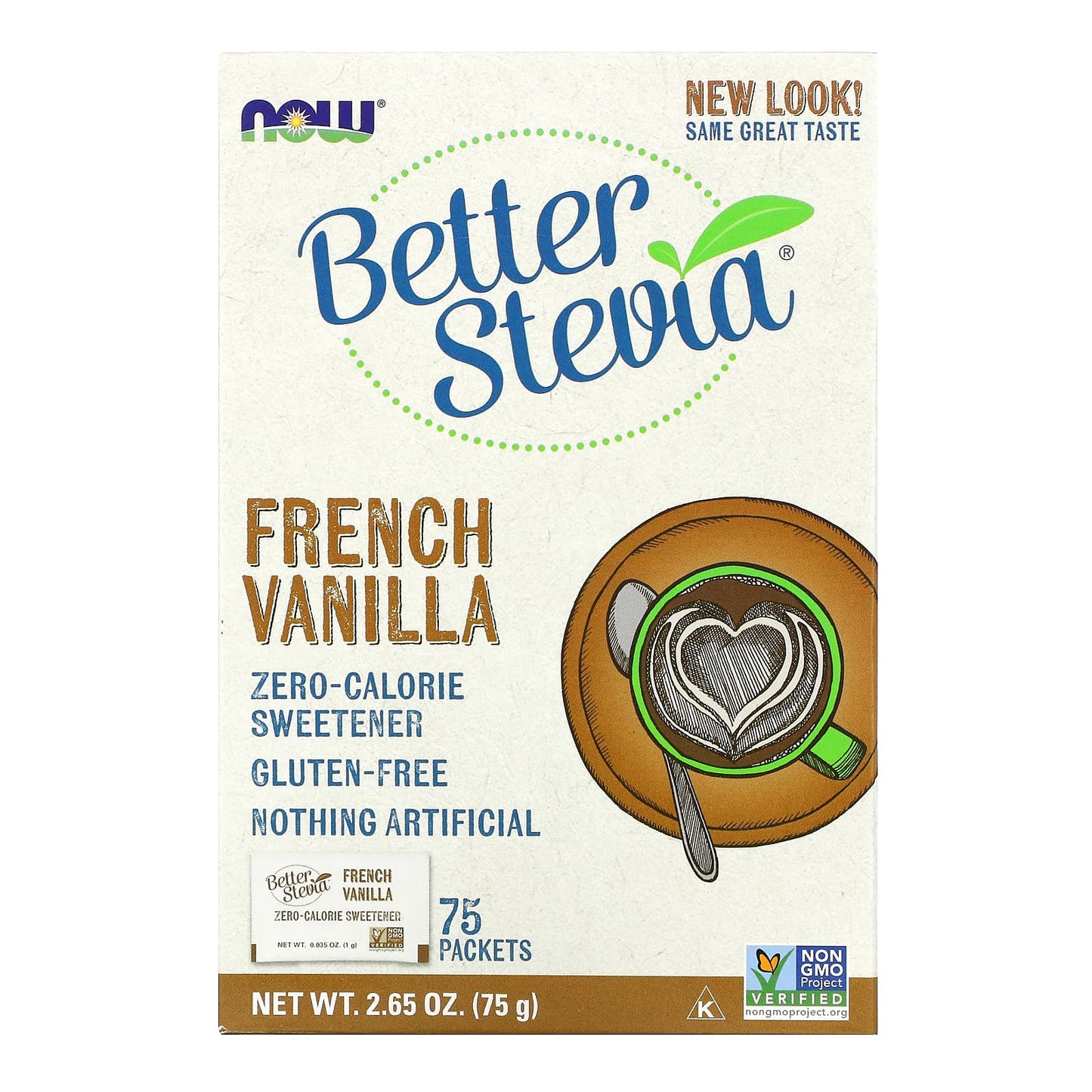 Now Foods, BETTER STEVIA VANILLA PACKETS, 75 Box UPC 733739068637 | HiLife Vitamins