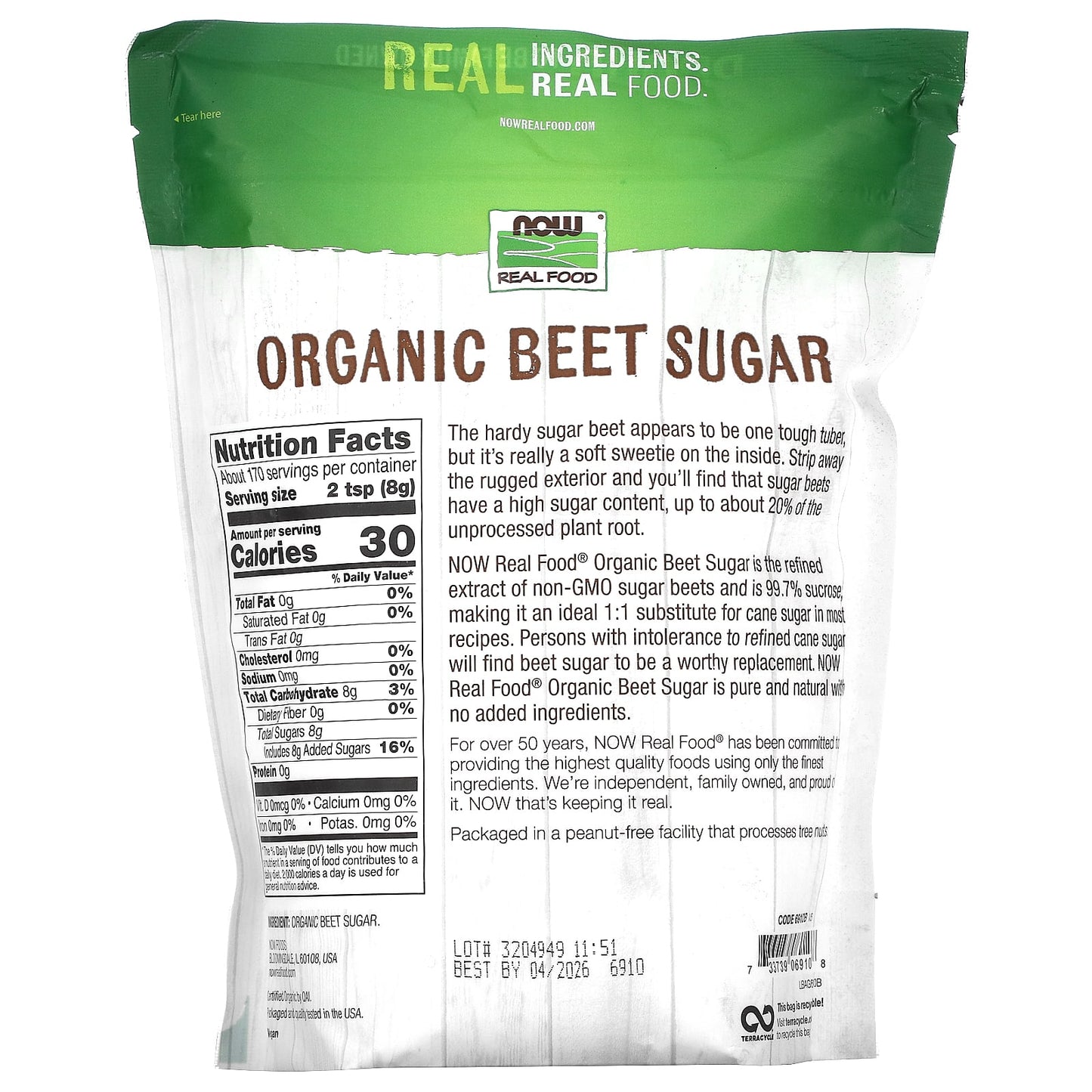 Now Foods, BEET SUGAR, 3 LB UPC 733739069108 | HiLife Vitamins