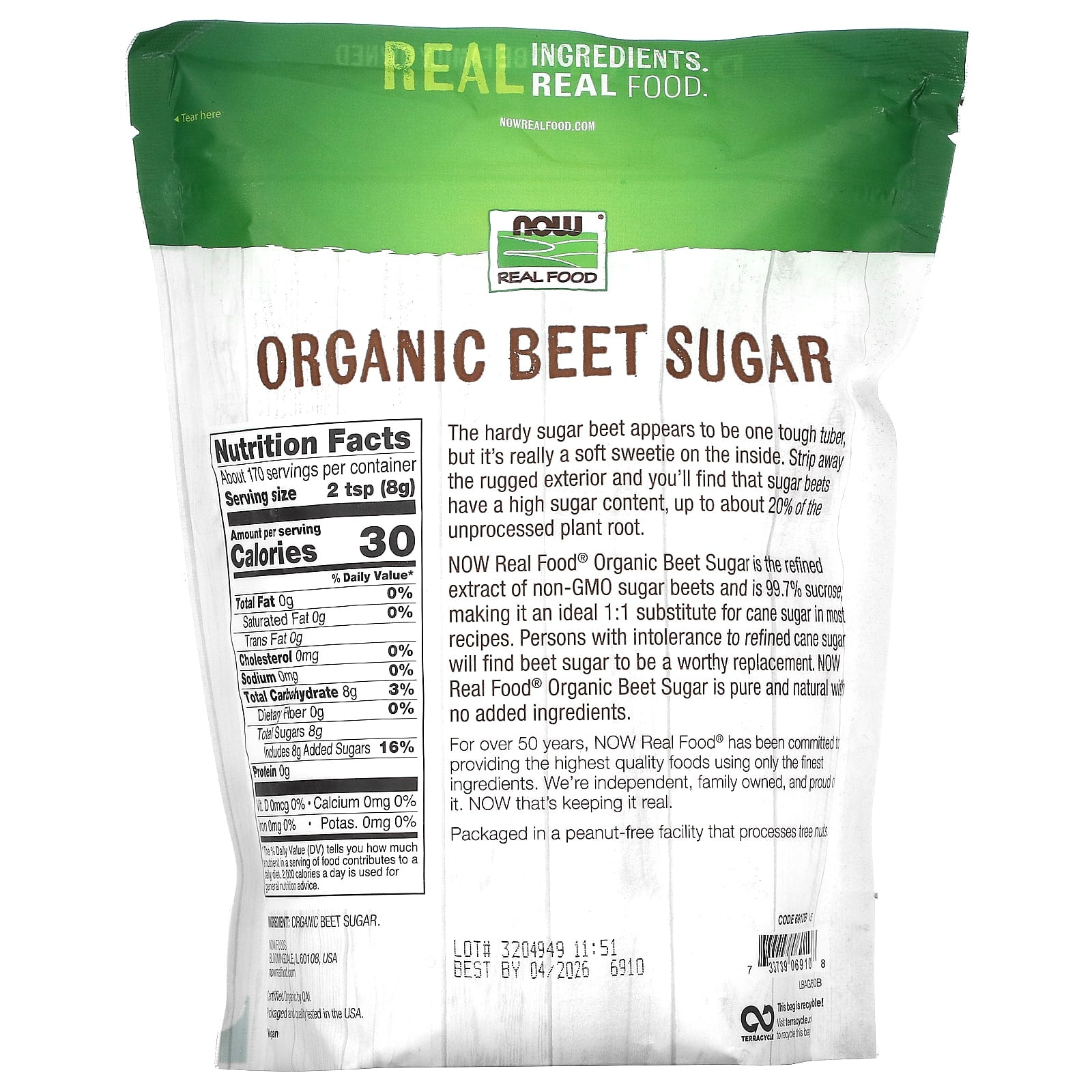Now Foods, BEET SUGAR, 3 LB UPC 733739069108 | HiLife Vitamins