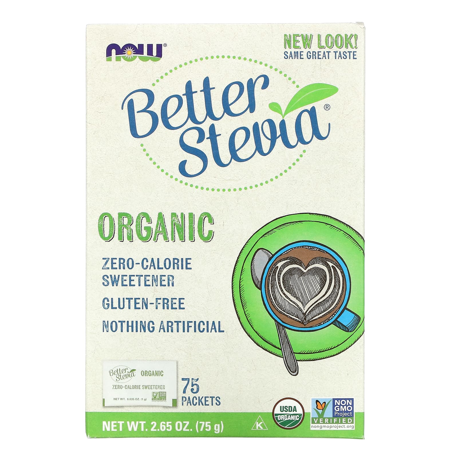 Now Foods, Better Stevia Organic, 75 Packets UPC 733739069429 | HiLife Vitamins