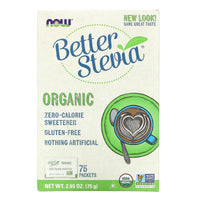 Now Foods, Better Stevia Organic, 75 Packets UPC 733739069429 | HiLife Vitamins