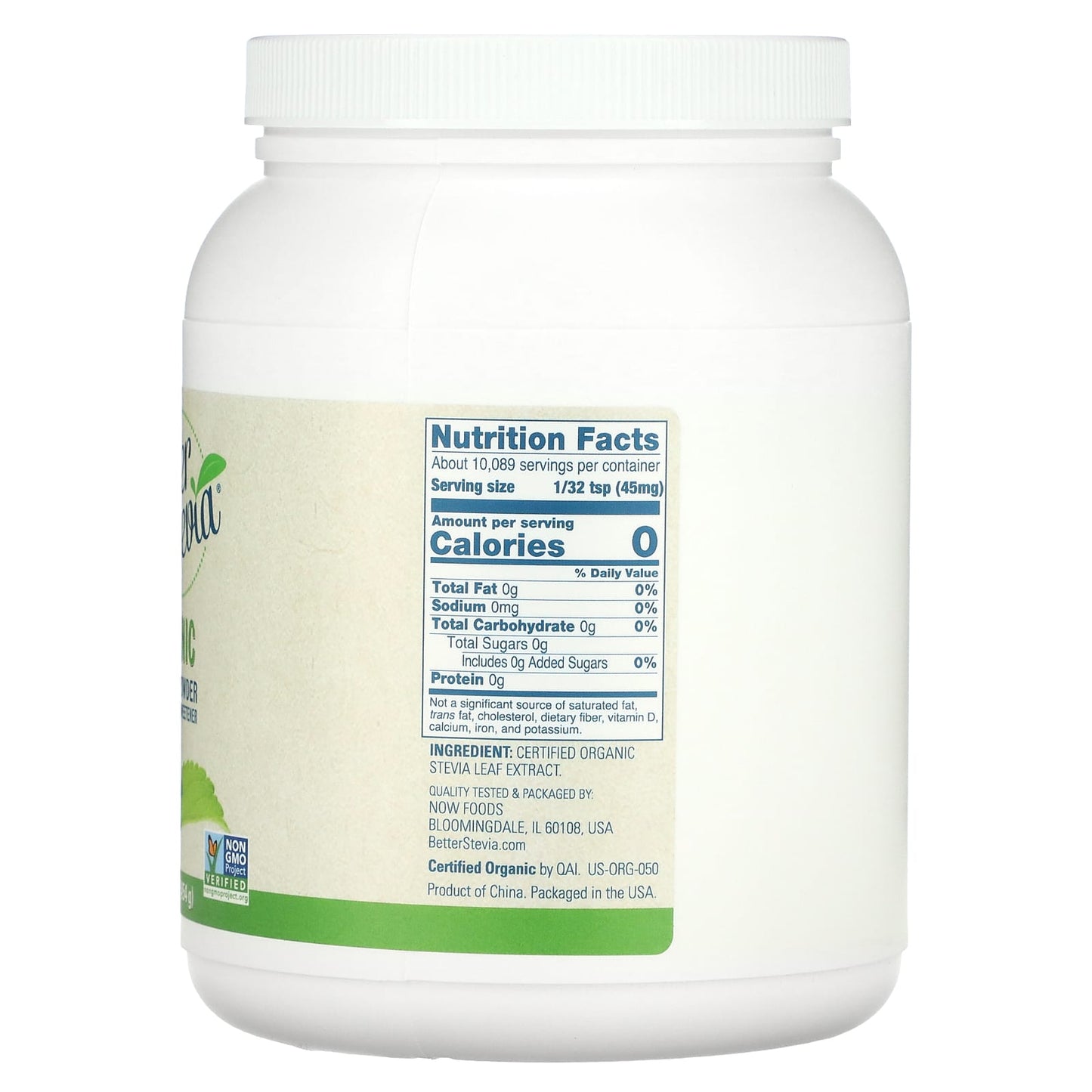 Now Foods, Better Stevia Powder Organic Powder, 1 lb UPC 733739069610 | HiLife Vitamins