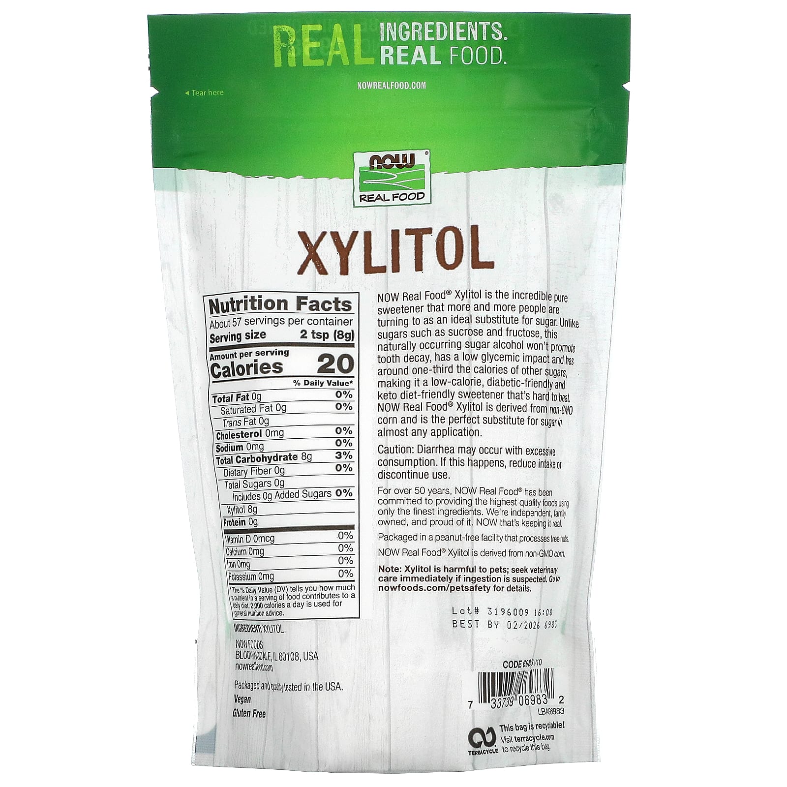 Now Foods, XYLITOL, 1 Powder UPC 733739069832 | HiLife Vitamins