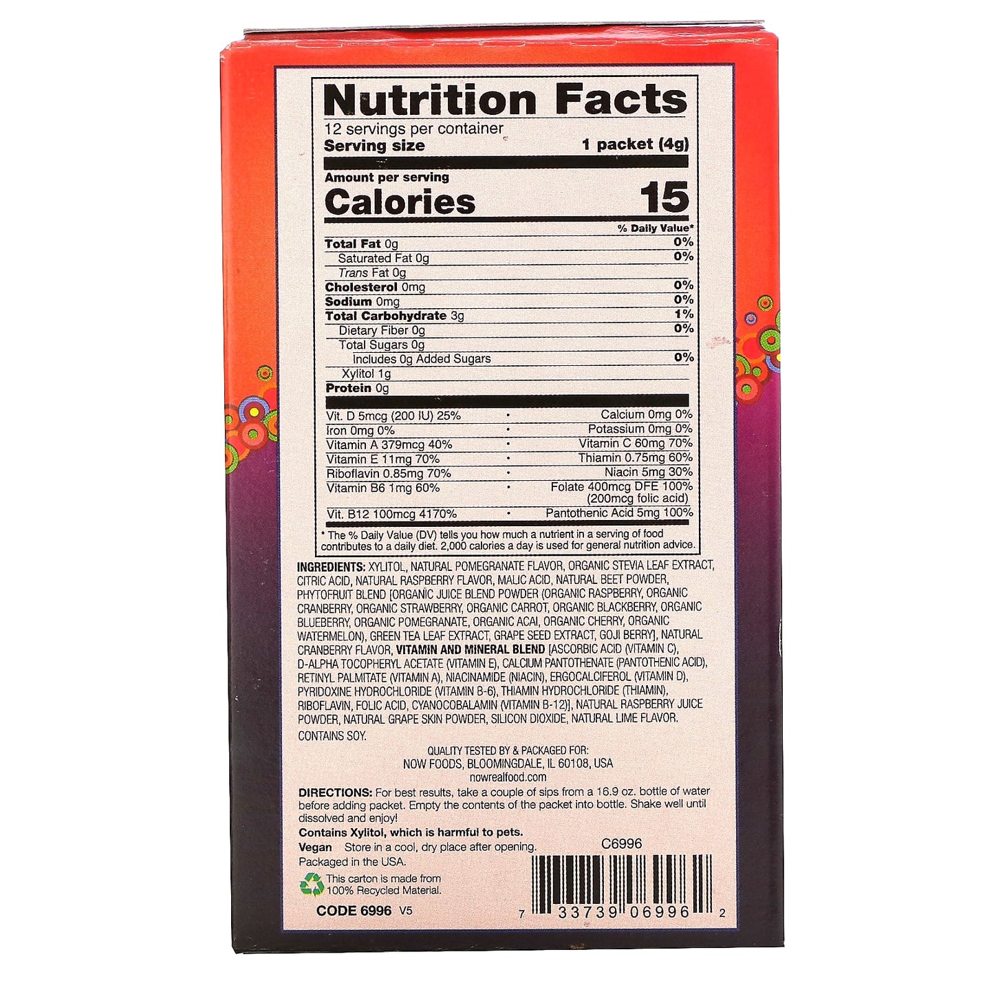 Now Foods, Drink Sticks - Pomegranate Berry 12 Stks, Sticks EA UPC 733739069962 | HiLife Vitamins