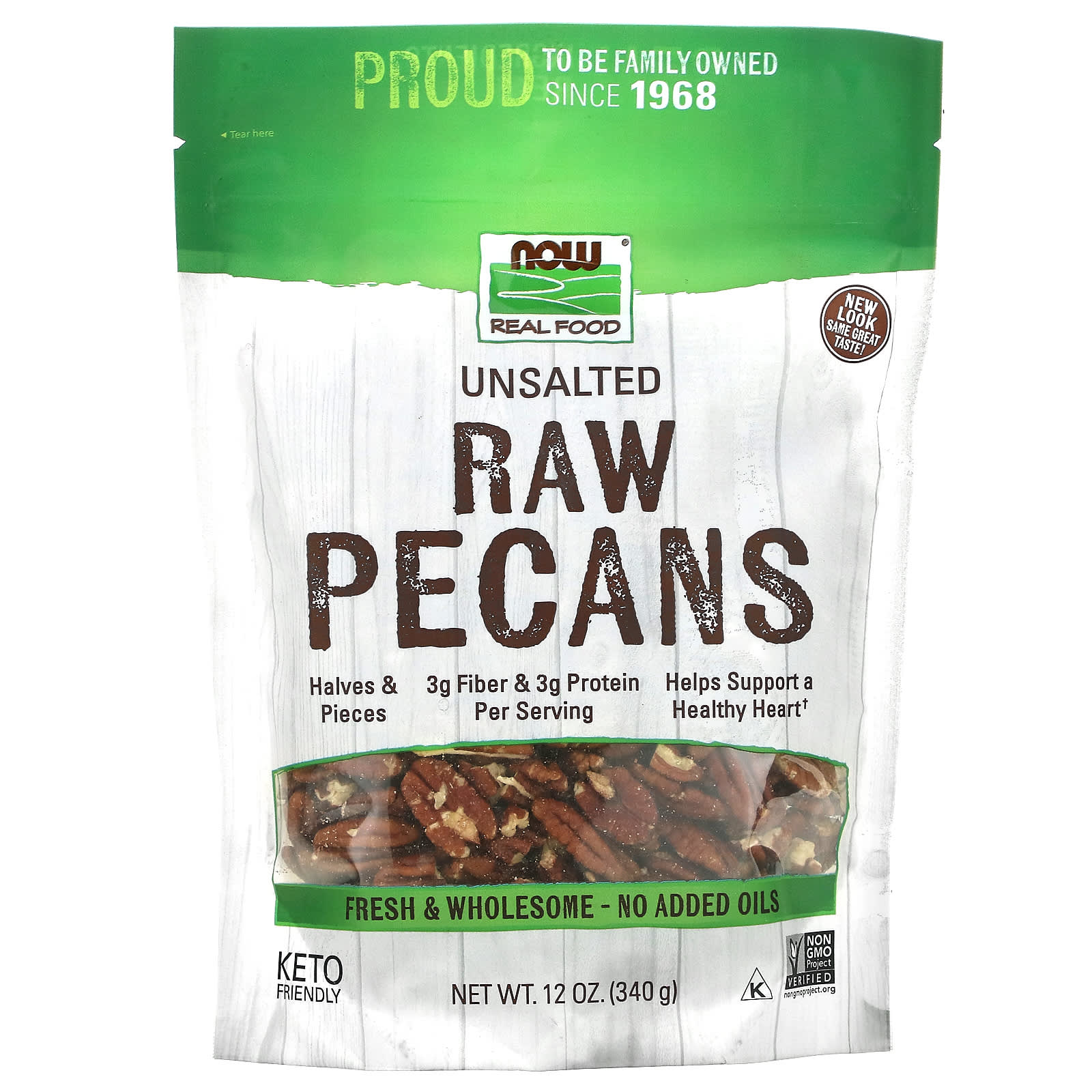 Now Foods, Pecans Raw, 12 OZ OZ UPC 733739070012 | HiLife Vitamins