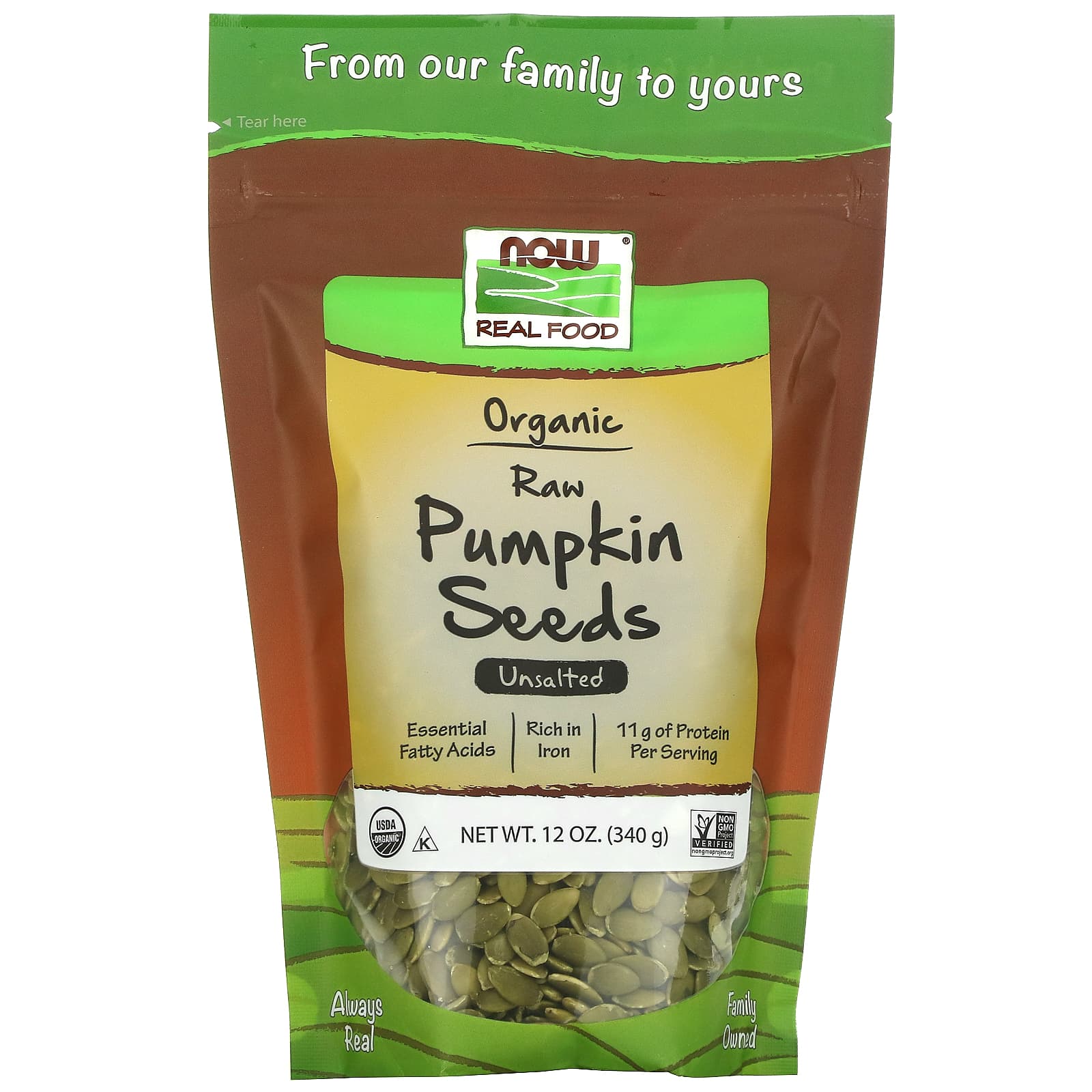 Now Foods, Organic Pumpkin Seeds, 12 Oz UPC 733739070234 | HiLife Vitamins