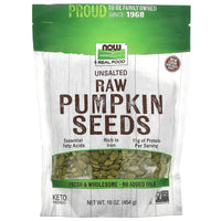 Now Foods, Real Food, Raw Pumpkin Seeds, Unsalted, 16 oz (454 g) UPC 733739070258 | HiLife Vitamins