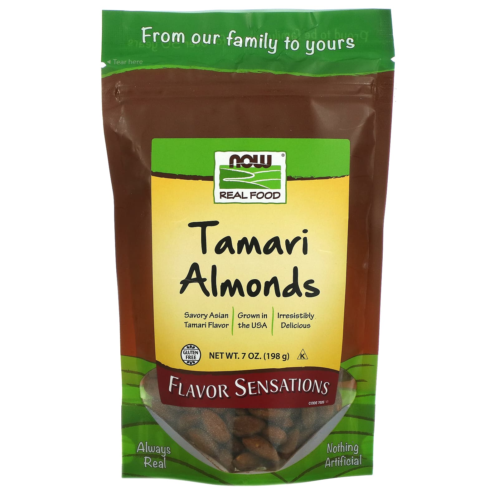 Now Foods, Tamari Almonds, 7 OZ OZ UPC 733739070265 | HiLife Vitamins