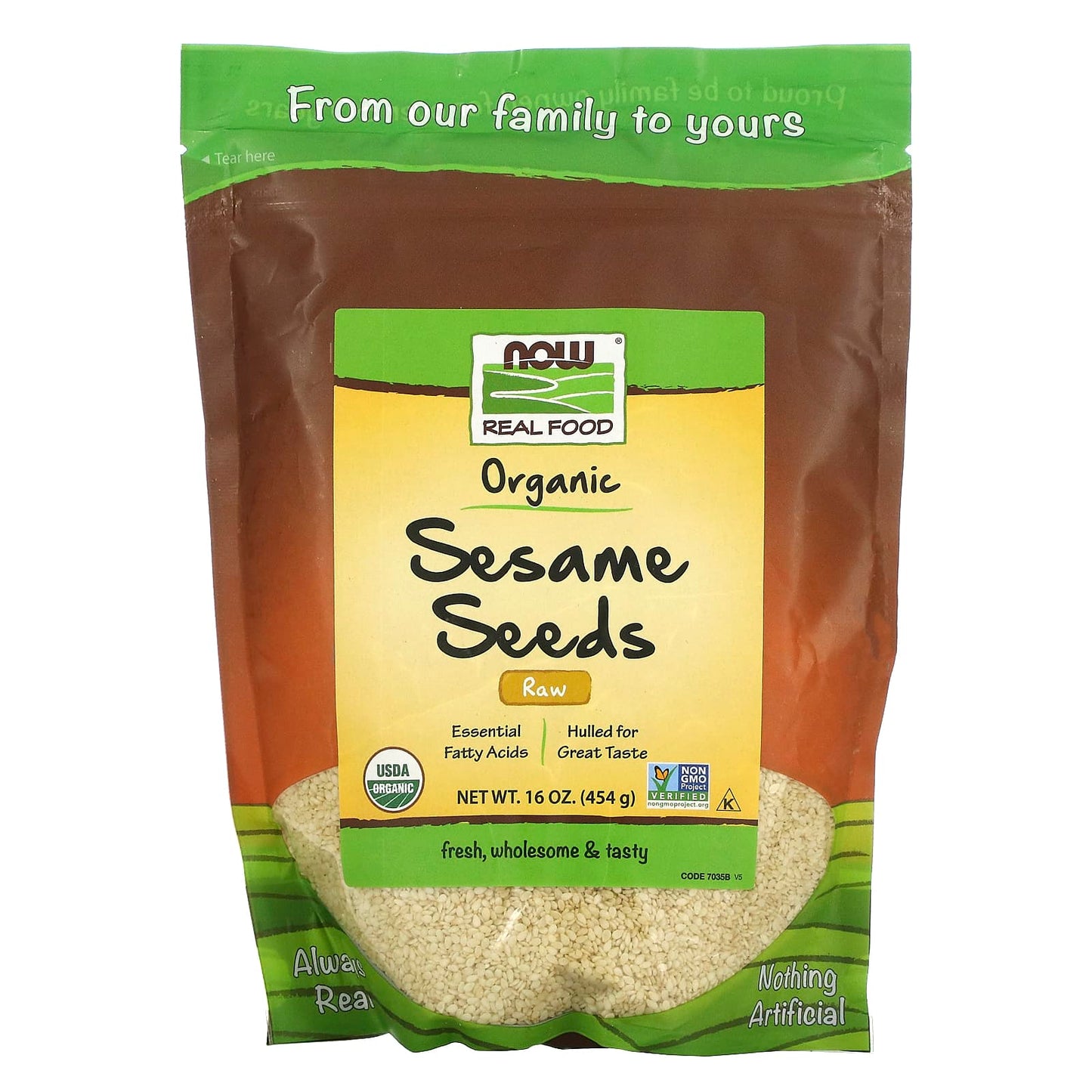 Now Foods, Sesame Seeds Hulled Organic, 1 lb. LB UPC 733739070357 | HiLife Vitamins