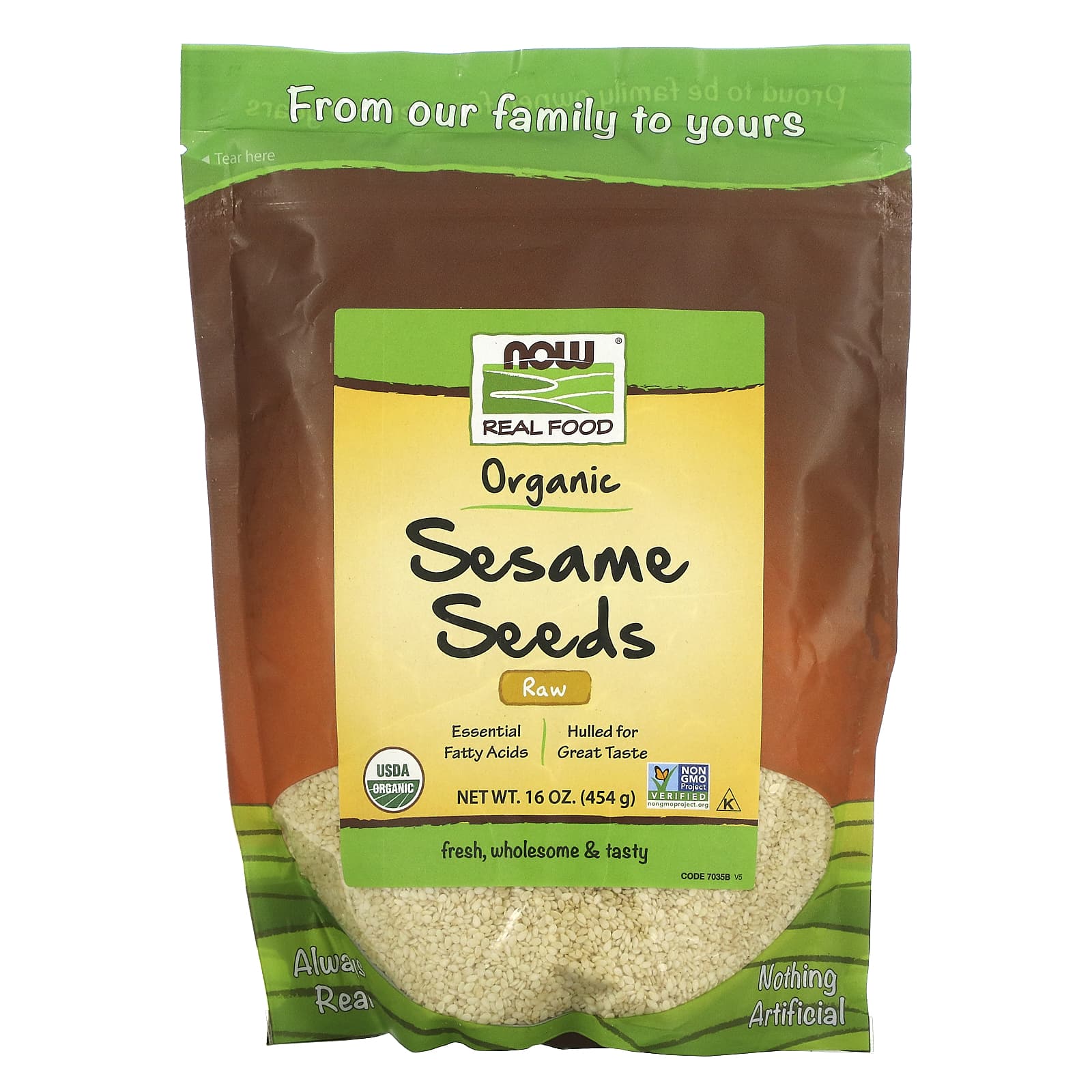 Now Foods, Sesame Seeds Hulled Organic, 1 lb. LB UPC 733739070357 | HiLife Vitamins