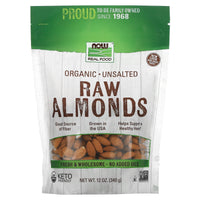 Now Foods, Organic Raw Shelled Almonds, 12 OZ OZ UPC 733739070418 | HiLife Vitamins