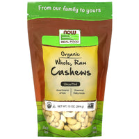 Now Foods, Organic Cashews, Raw, 10 OZ OZ UPC 733739070661 | HiLife Vitamins