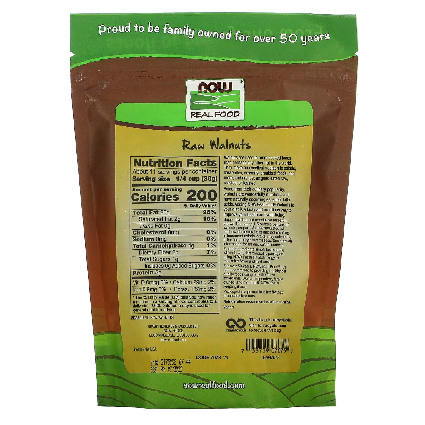 Now Foods, Walnuts, 12 OZ OZ UPC 733739070739 | HiLife Vitamins