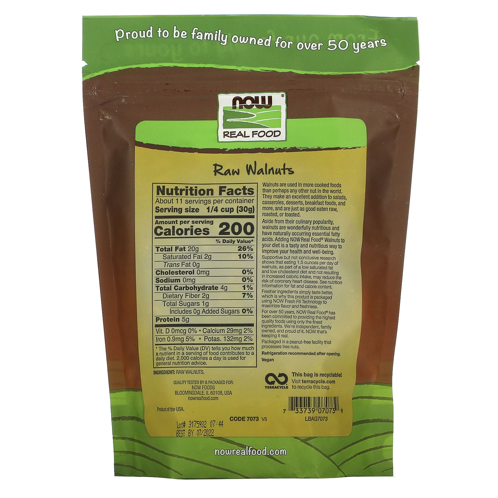Now Foods, Walnuts, 12 OZ OZ UPC 733739070739 | HiLife Vitamins