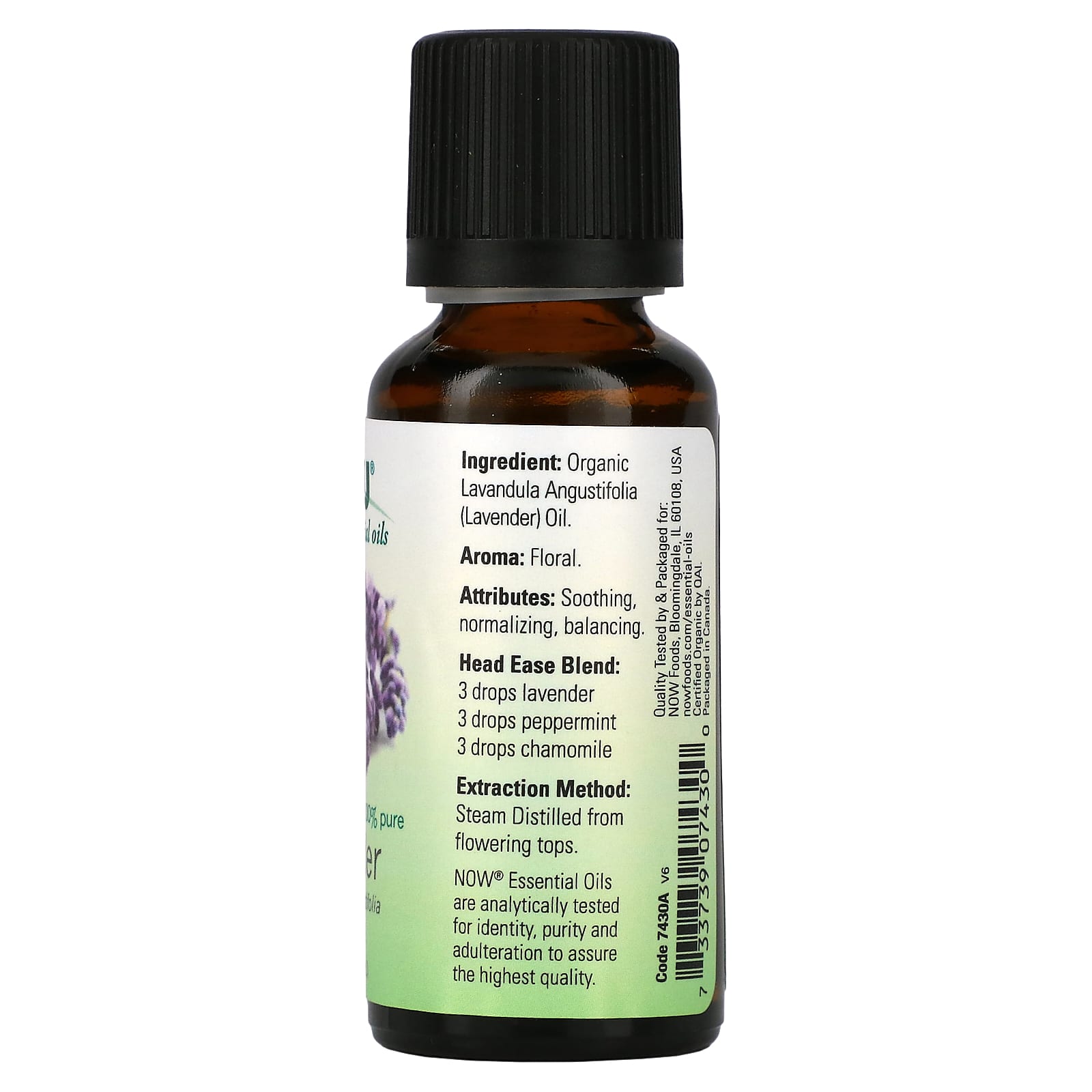 Now Foods, Lavender Oil Organic, 1 Fl. Oz UPC 733739074300 | HiLife Vitamins