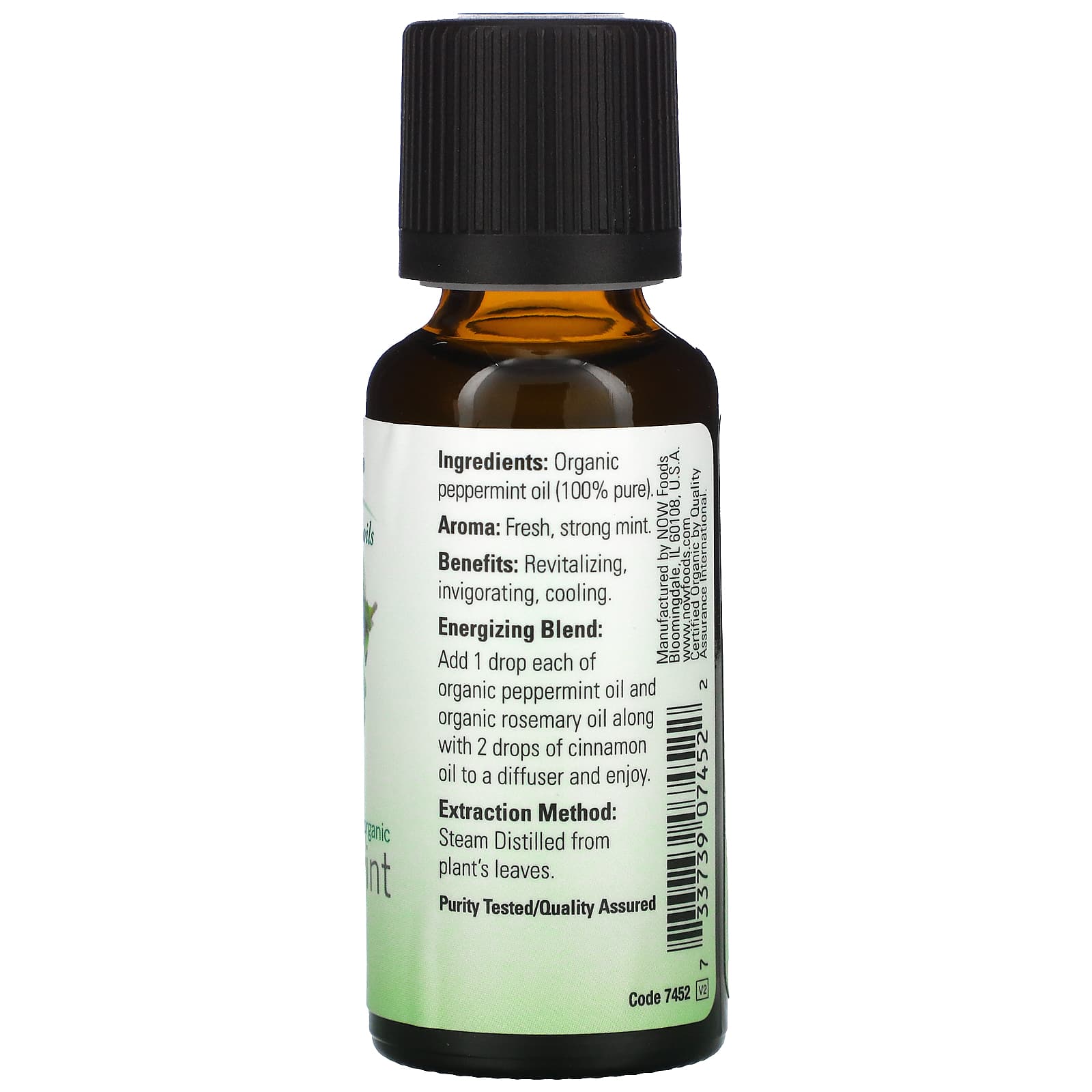Now Foods, Peppermint Oil Organic, 1 Fl. Oz UPC 733739074522 | HiLife Vitamins