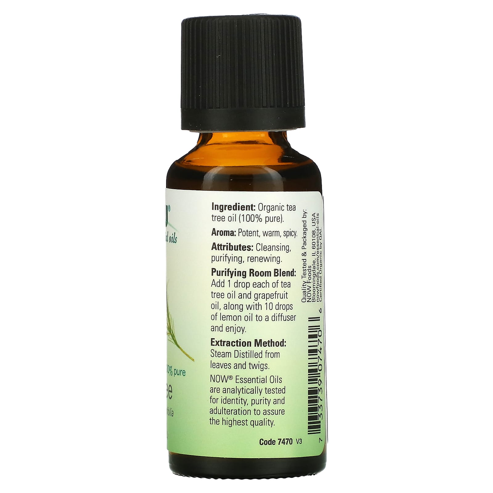 Now Foods, Tea Tree Oil Organic, 1 Fl. Oz UPC 733739074706 | HiLife Vitamins
