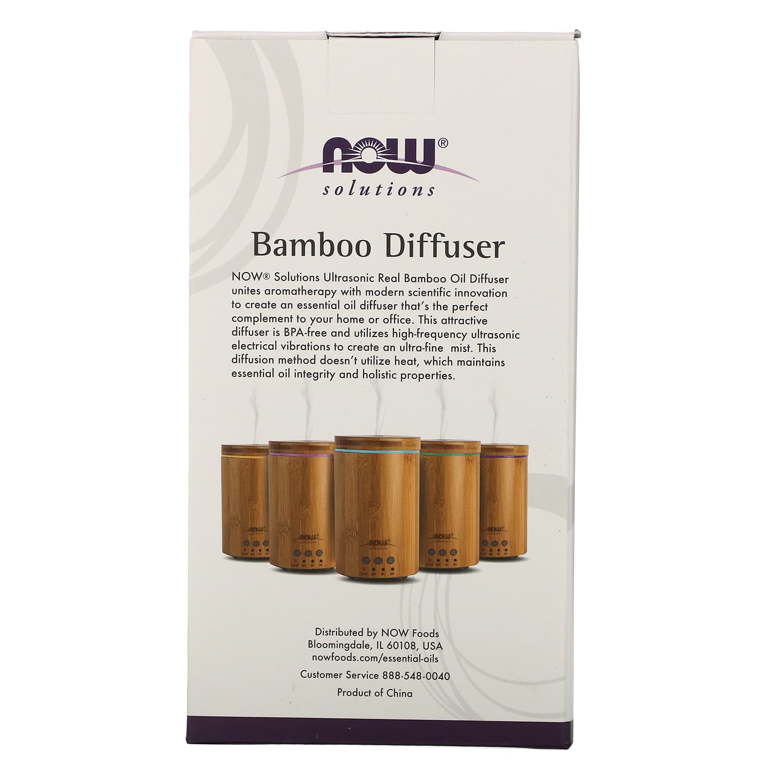 Now Foods, Ultrasonic Real Bamboo Diffuser, BAMBOO EA UPC 733739075215 | HiLife Vitamins