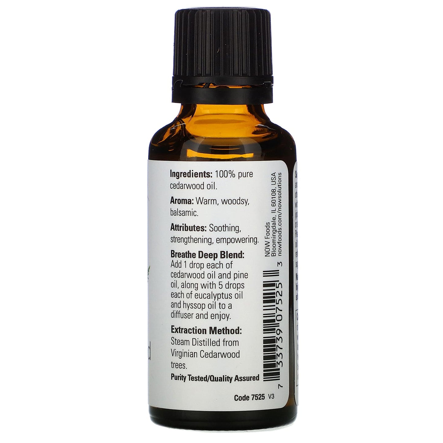 Now Foods, Cedarwood Oil, 1 OZ oil UPC 733739075253 | HiLife Vitamins