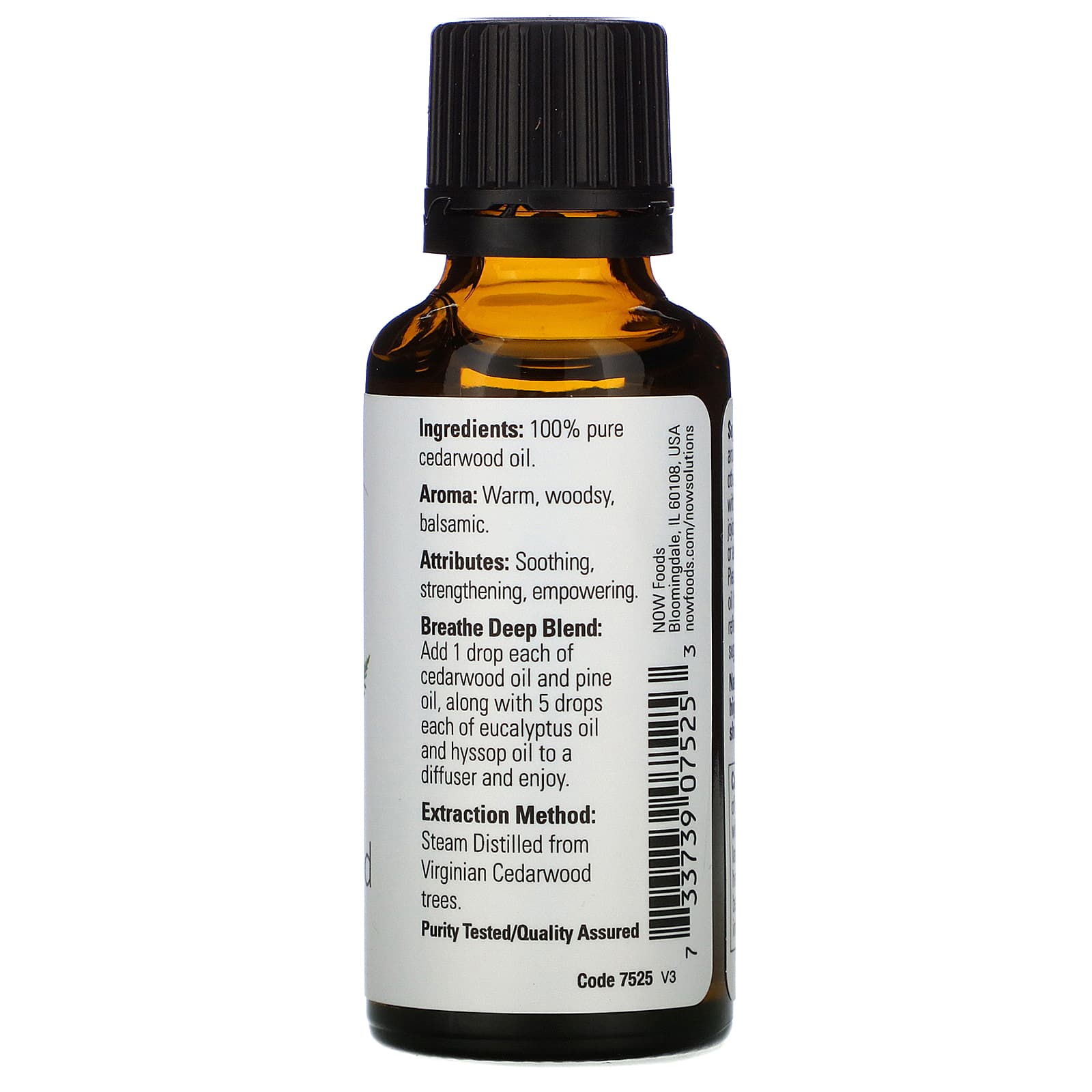 Now Foods, Cedarwood Oil, 1 OZ oil UPC 733739075253 | HiLife Vitamins