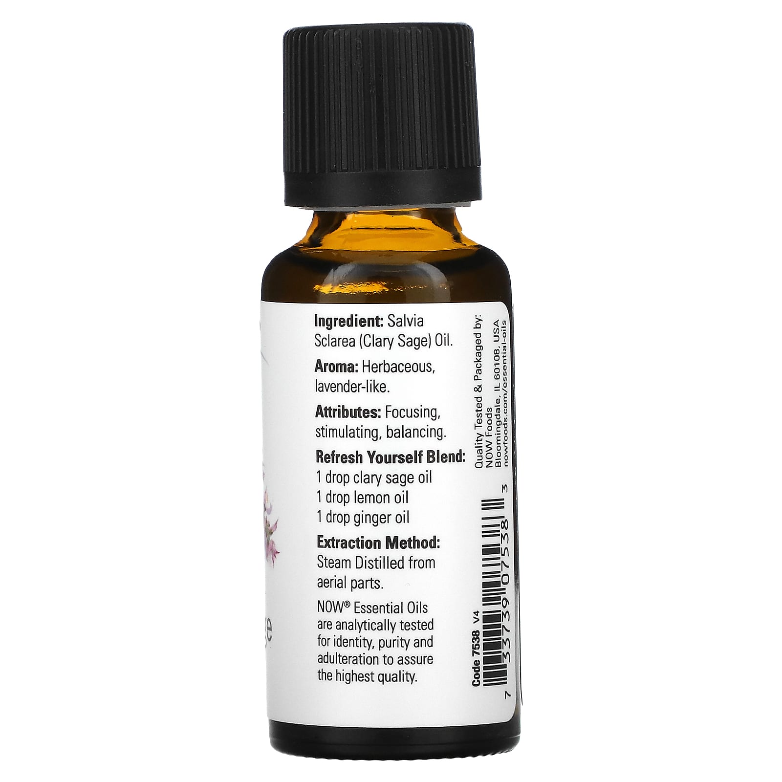 Now Foods, Clary Sage Oil, 1 Fl. Oz UPC 733739075383 | HiLife Vitamins