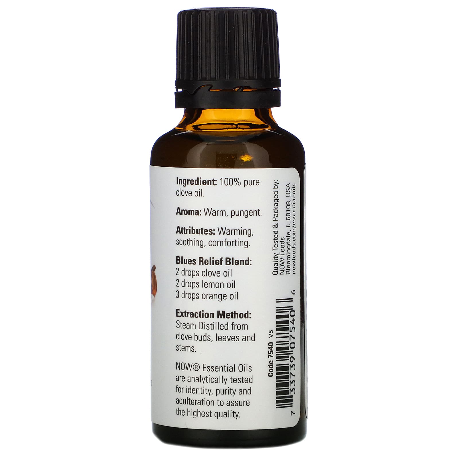 Now Foods, Essential Oils, Clove, 1 fl oz (30 ml) UPC 733739075406 | HiLife Vitamins